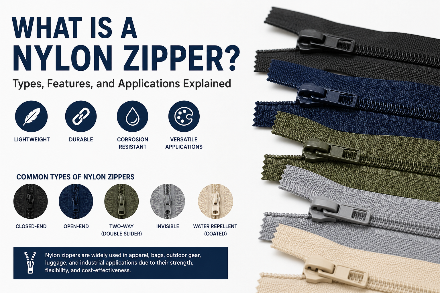 What Is a Nylon Zipper? Types, Features, Applications and Buying Guide