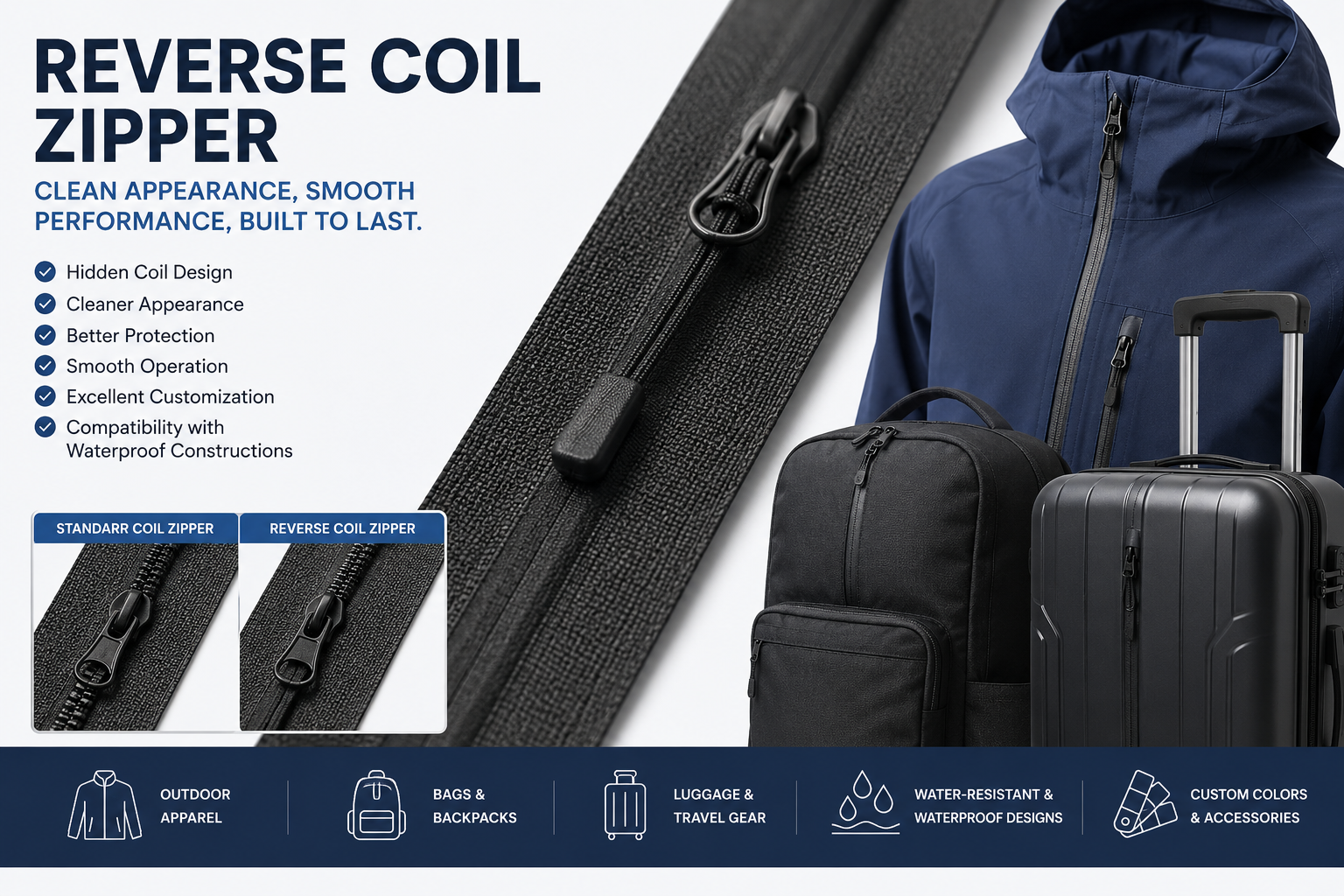 What Is a Reverse Coil Zipper? Benefits, Applications and Buying Guide