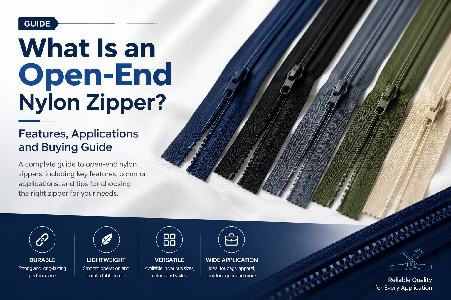 What Is an Open-End Nylon Zipper? Features, Applications and Buying Guide